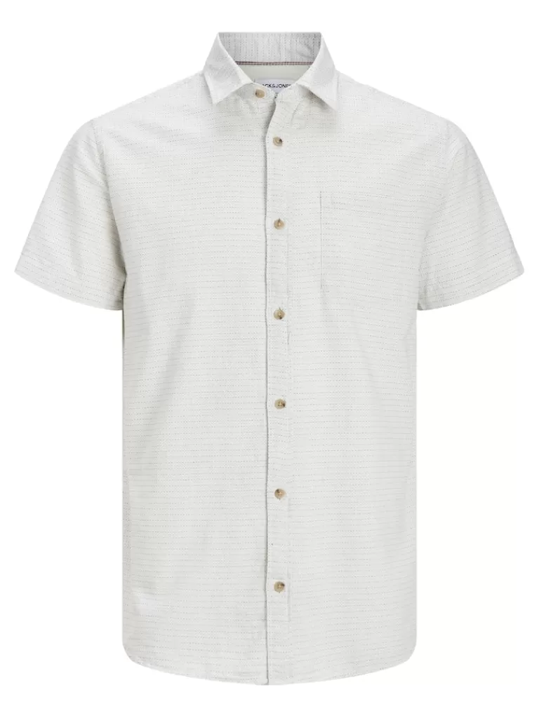 JACK&JONES ABEL SLIM FIT SHORT SLEEVE SHIRT Cloud Dancer-Men Shirts &Overshirts