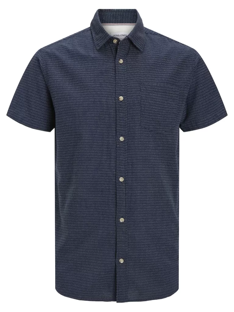 JACK&JONES ABEL SLIM FIT SHORT SLEEVE SHIRT Navy Blazer-Men Shirts &Overshirts