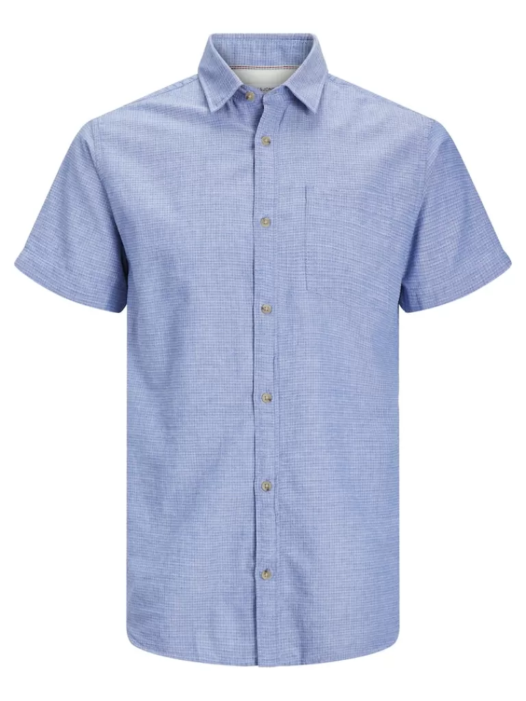 JACK&JONES ABEL SLIM FIT SHORT SLEEVE SHIRT Ensign Blue-Men Shirts &Overshirts