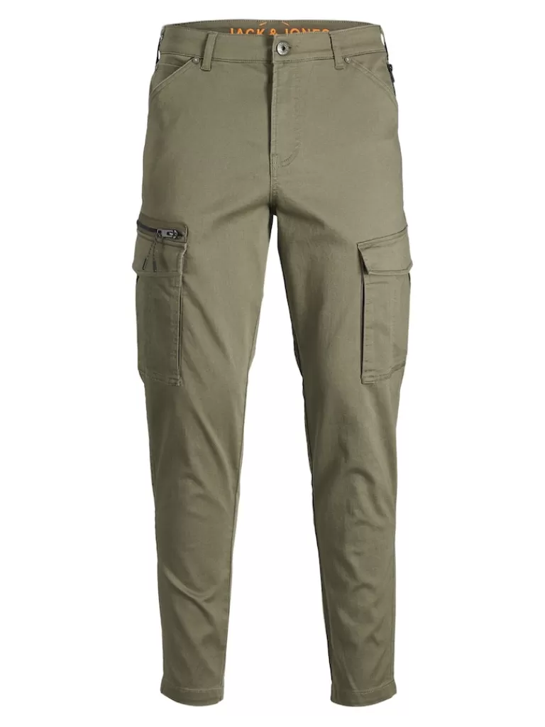 JACK&JONES ACE DEX TAPERED FIT CARGO PANTS Dusty Olive-Men Pants