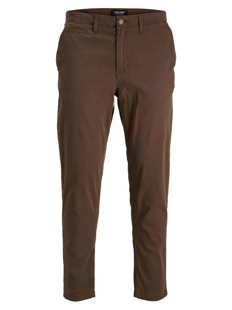 JACK&JONES ACE HARLOW TAPERED FIT CHINO PANTS Chocolate Brown-Men Pants