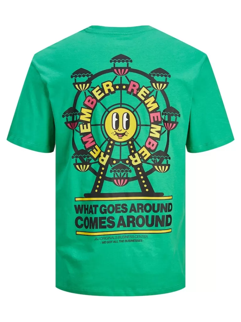 JACK&JONES AMUSEMENT BACK PRINT T-SHIRT Holly Green-Men T-shirts