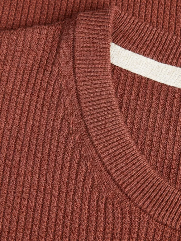 JACK&JONES ARTHUR CABLE KNIT SWEATER Cherry Mahogany-Men Sweaters &Cardigans