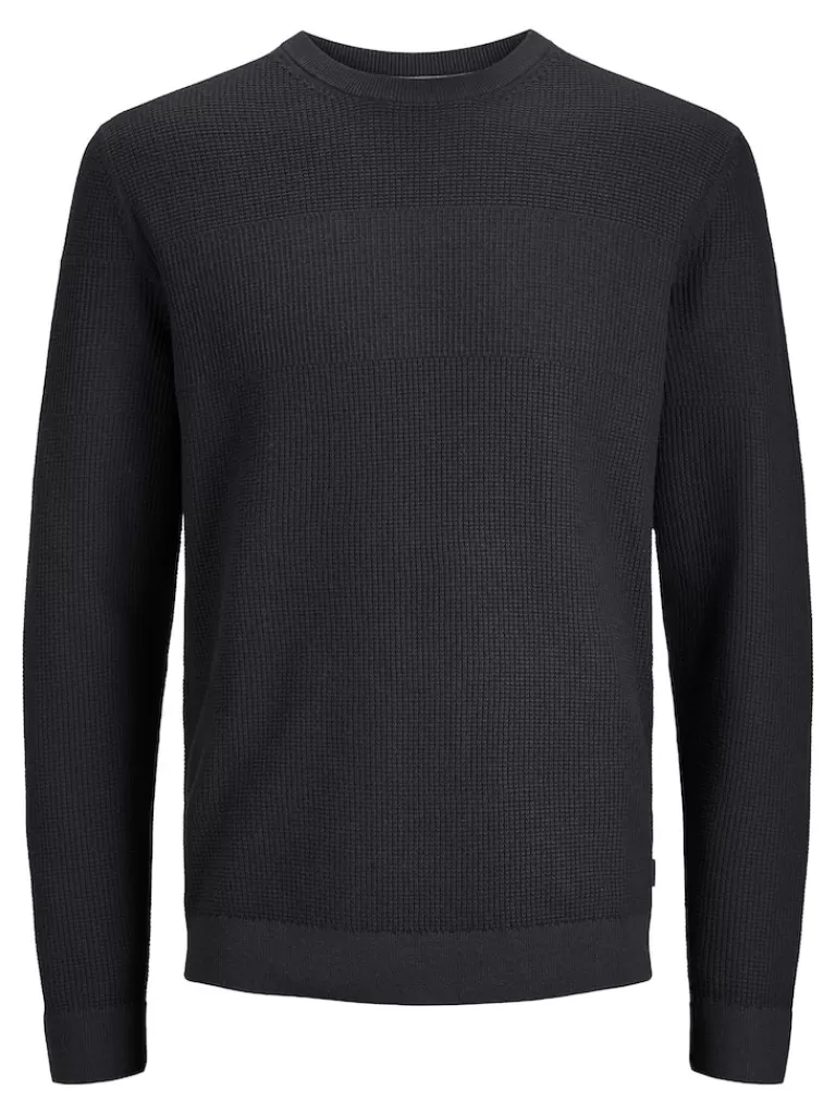 JACK&JONES ARTHUR CABLE KNIT SWEATER Black Beauty-Men Sweaters &Cardigans