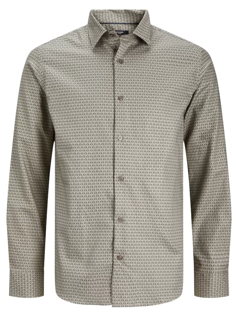 JACK&JONES ARTHUR COMFORT FIT LONG SLEEVE SHIRT Petrified Oak-Men Shirts &Overshirts