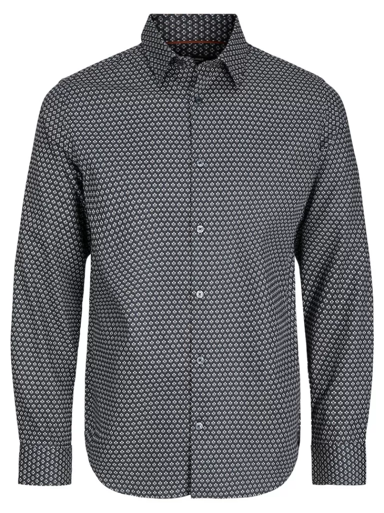 JACK&JONES ARTHUR COMFORT FIT LONG SLEEVE SHIRT Navy Blazer-Men Shirts &Overshirts