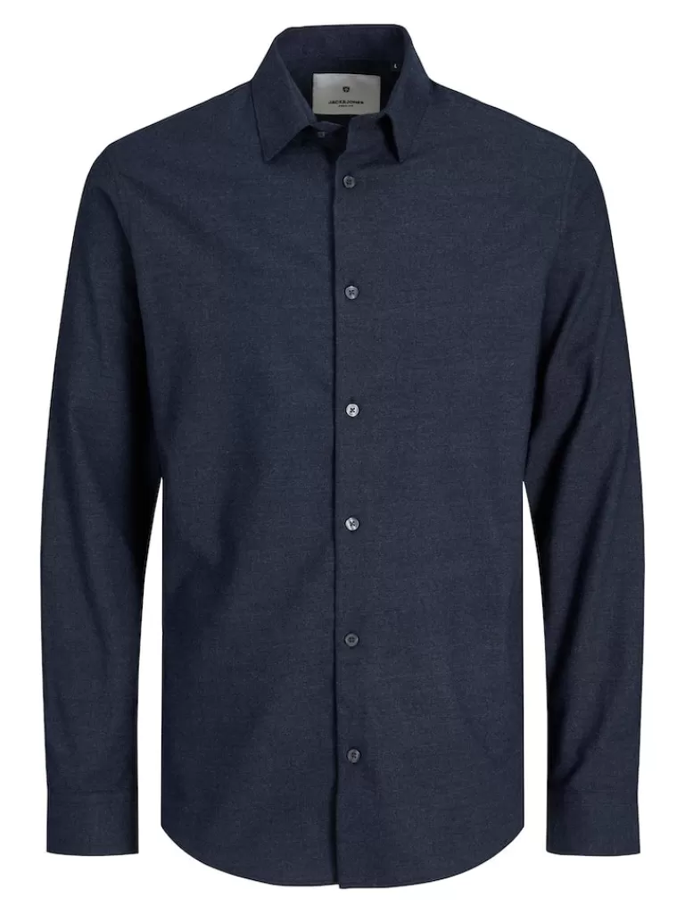 JACK&JONES ARTHUR COMFORT FIT LONG SLEEVE SHIRT Dark Navy-Men Shirts &Overshirts