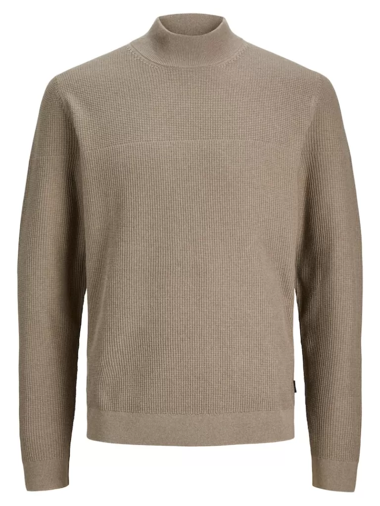 JACK&JONES ARTHUR MOCK NECK SWEATER Brindle-Men Sweaters &Cardigans