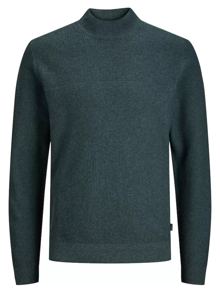 JACK&JONES ARTHUR MOCK NECK SWEATER Green Gables-Men Sweaters &Cardigans