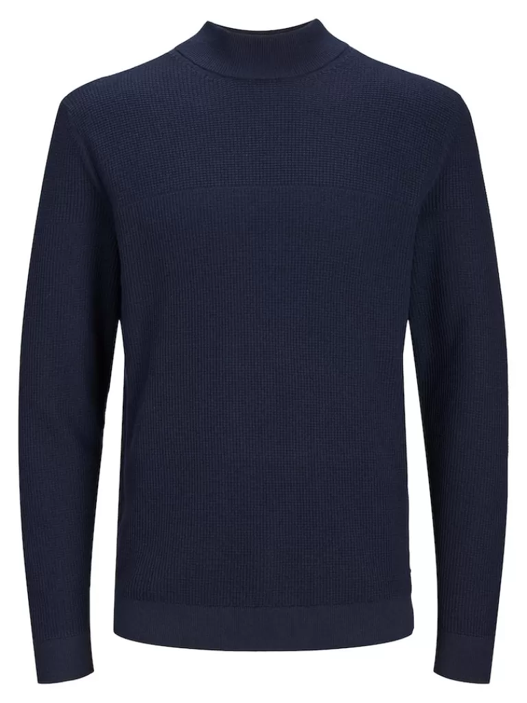 JACK&JONES ARTHUR MOCK NECK SWEATER Maritime Blue-Men Sweaters &Cardigans