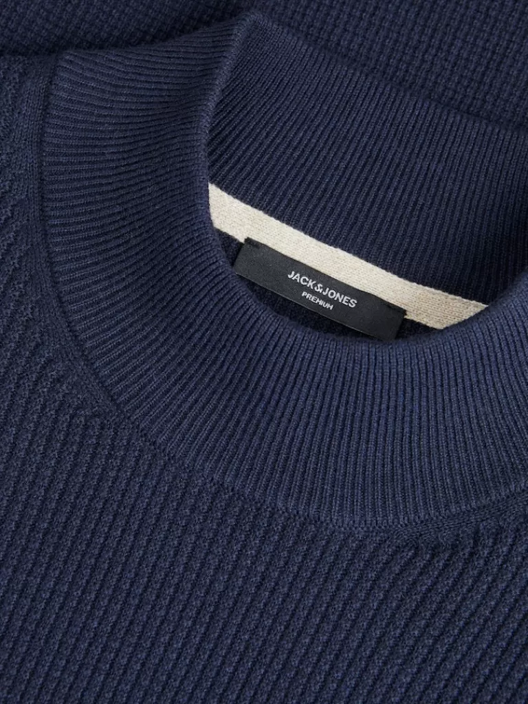 JACK&JONES ARTHUR MOCK NECK SWEATER Maritime Blue-Men Sweaters &Cardigans