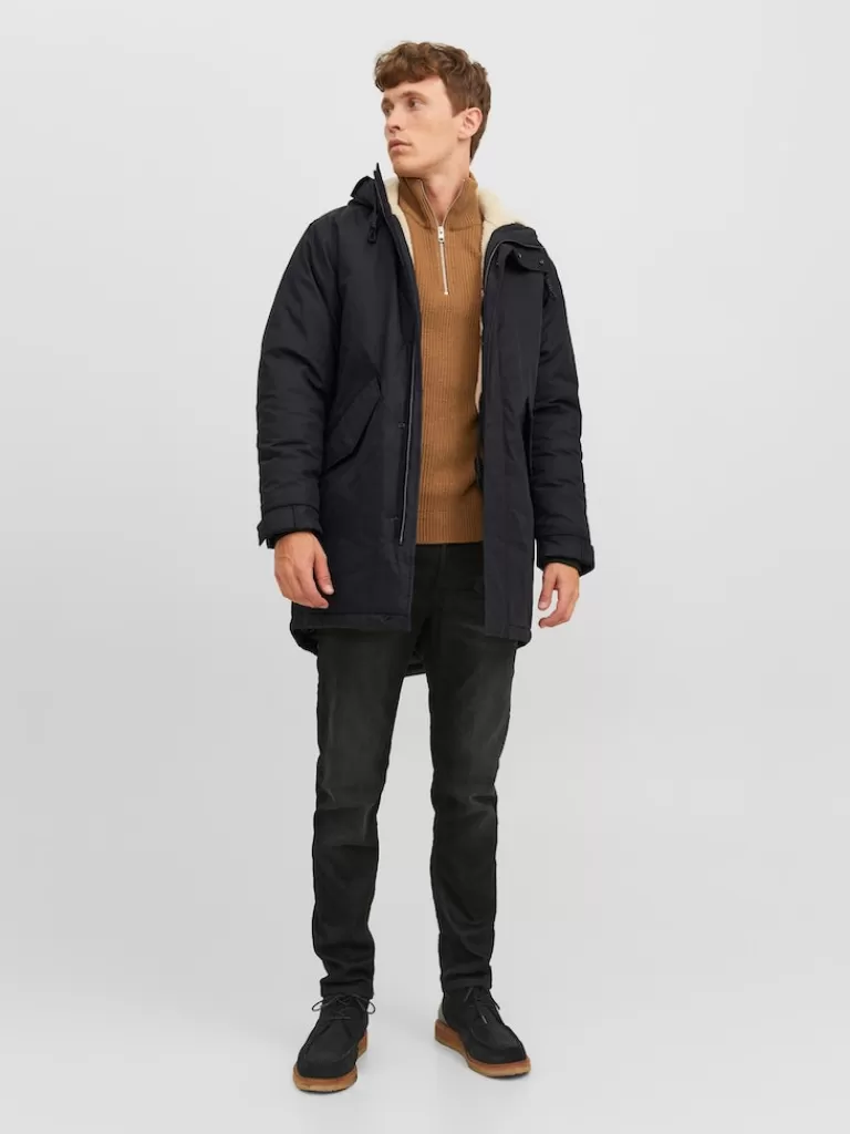 JACK&JONES ASHER TEDDY-LINED PARKA Black-Men Coats | Parka | Warm | Outerwear | Jackets &Coats