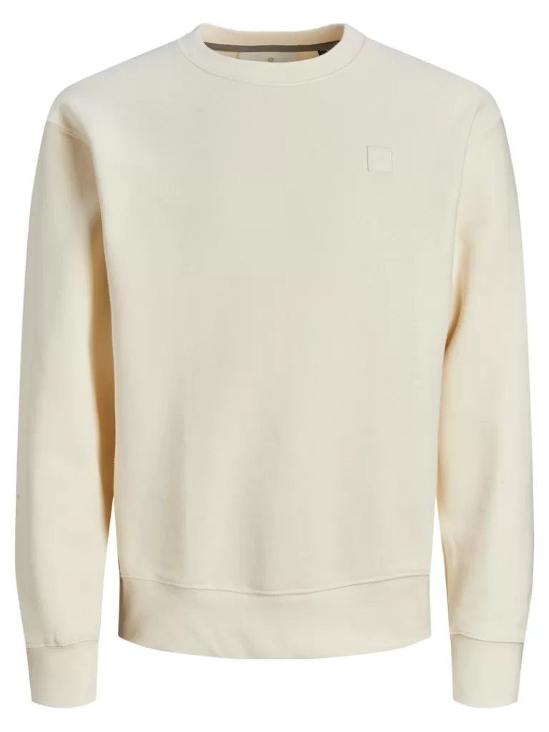 JACK&JONES BADGE LOOSE FIT SWEATSHIRT Tofu-Men Sweatshirts &Hoodies