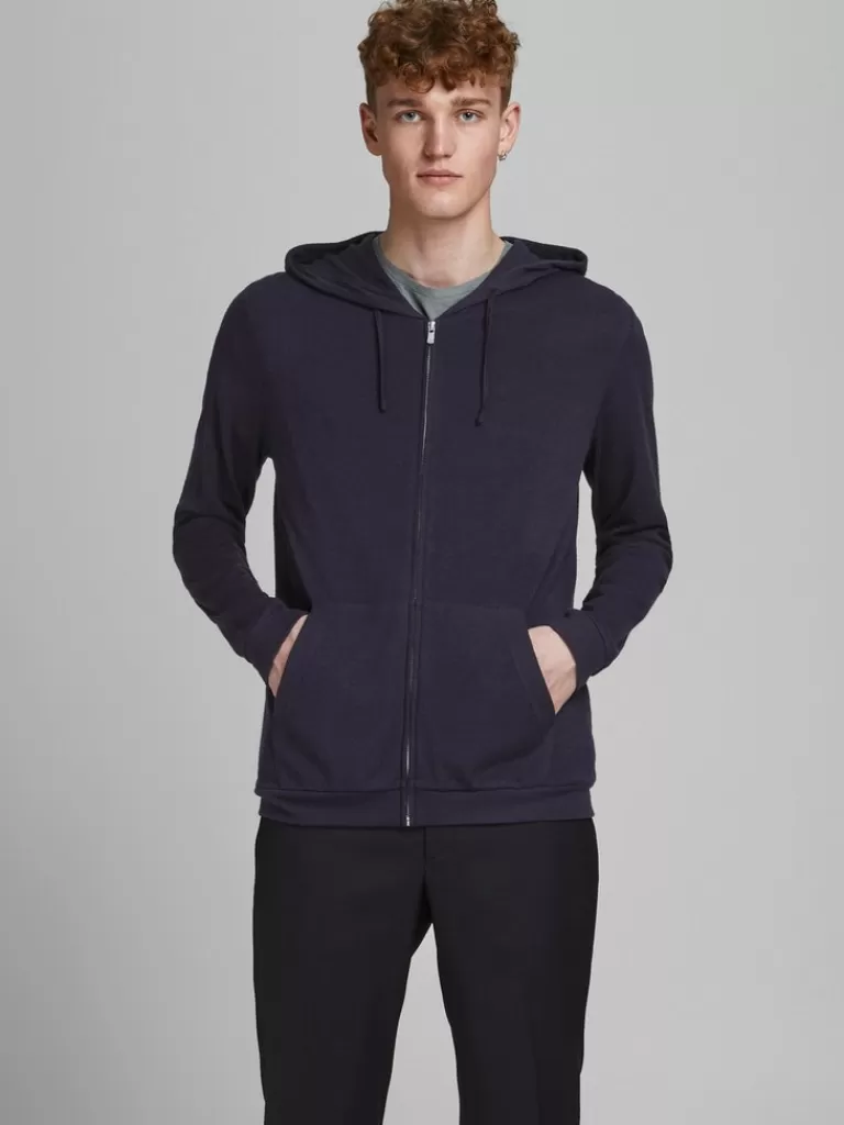 JACK&JONES BALANCE KNITTED ZIP HOODIE Maritime Blue-Men Sweatshirts &Hoodies | Sweaters &Cardigans