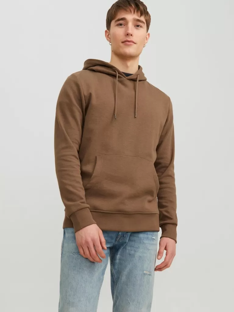 JACK&JONES BASIC HOODIE Otter-Men Sweatshirts &Hoodies