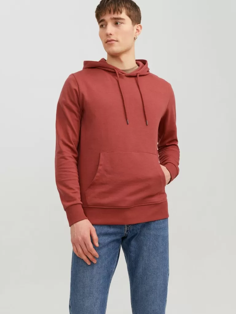 JACK&JONES BASIC HOODIE Cinnabar-Men Sweatshirts &Hoodies