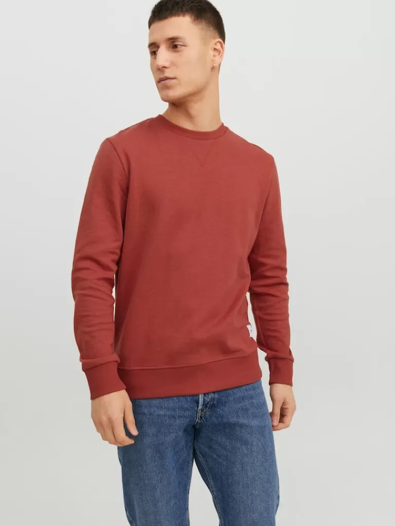 JACK&JONES BASIC SWEATSHIRT Cinnabar-Men Sweatshirts &Hoodies