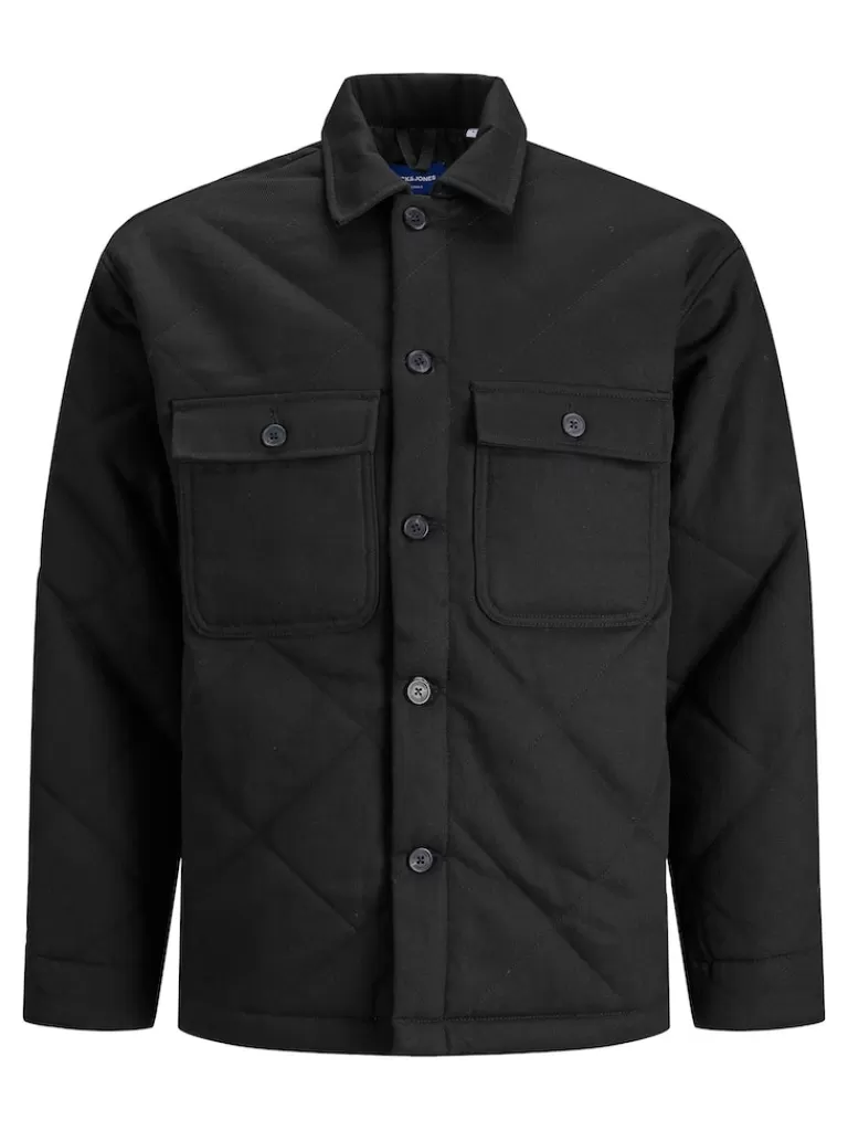 JACK&JONES BAXTER RELAXED FIT QUILTED OVERSHIRT Black-Men Shirts &Overshirts