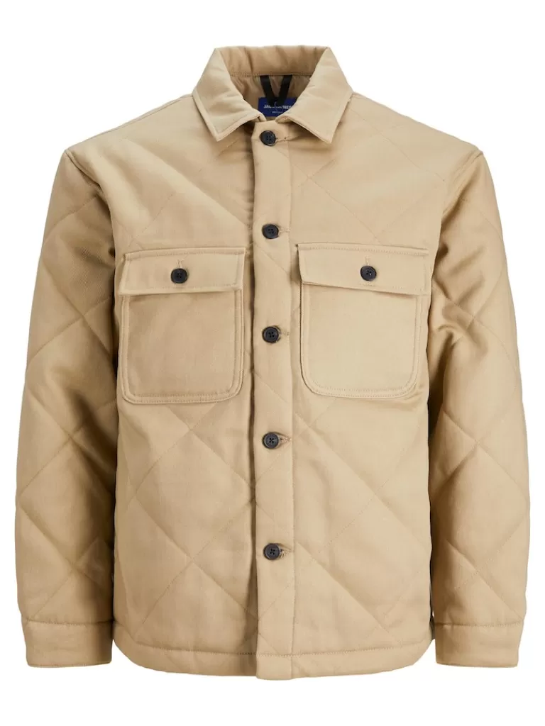 JACK&JONES BAXTER RELAXED FIT QUILTED OVERSHIRT Cornstalk-Men Shirts &Overshirts