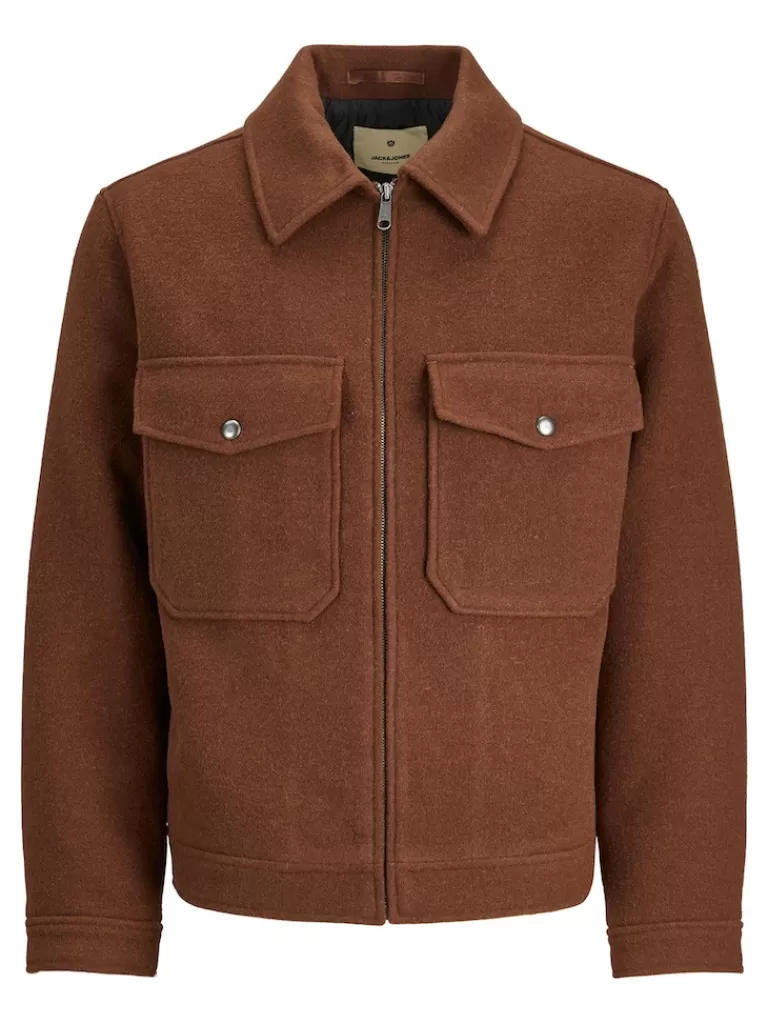 JACK&JONES BAXTER WOOL-BLEND JACKET Cambridge Brown-Men Wool | Jackets | Transitional weather | Lightweight | Outerwear | Jackets &Coats