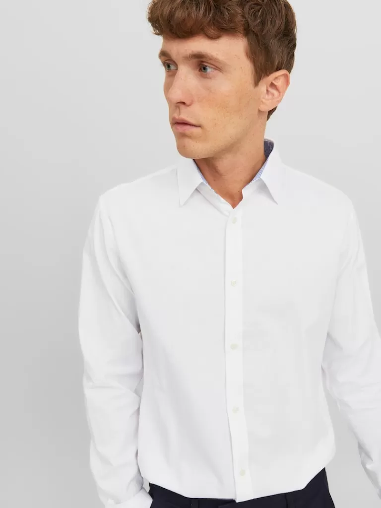 JACK&JONES BELFAST LONG SLEEVE SHIRT White-Men Shirts &Overshirts