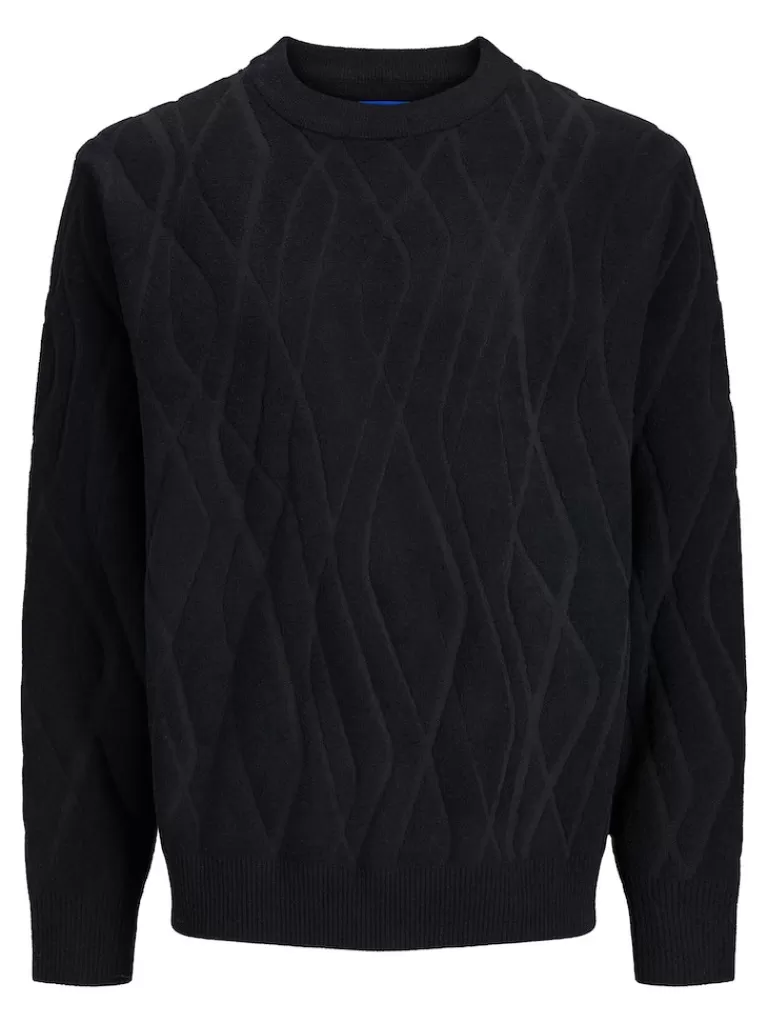 JACK&JONES BOWEN RELAXED FIT CREW NECK SWEATER Black-Men Sweaters &Cardigans