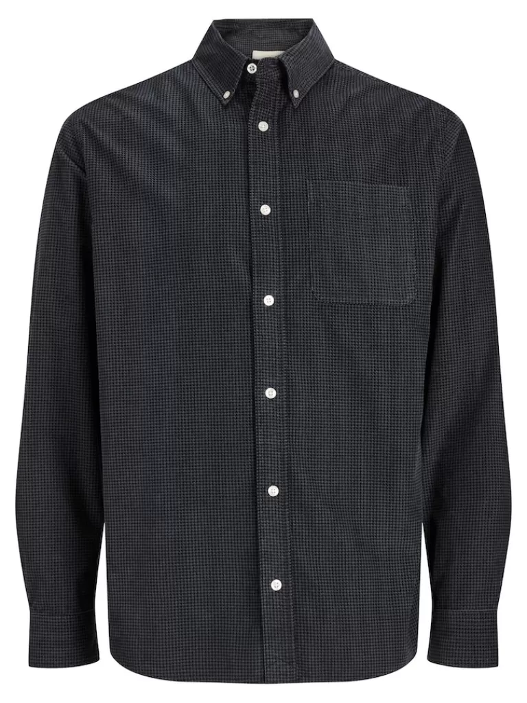 JACK&JONES BROOK COMFORT FIT LONG SLEEVE SHIRT Black Sand-Men Shirts &Overshirts