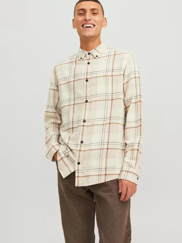 JACK&JONES BROOK PLAID LONG SLEEVE SHIRT Island Fossil-Men Shirts &Overshirts