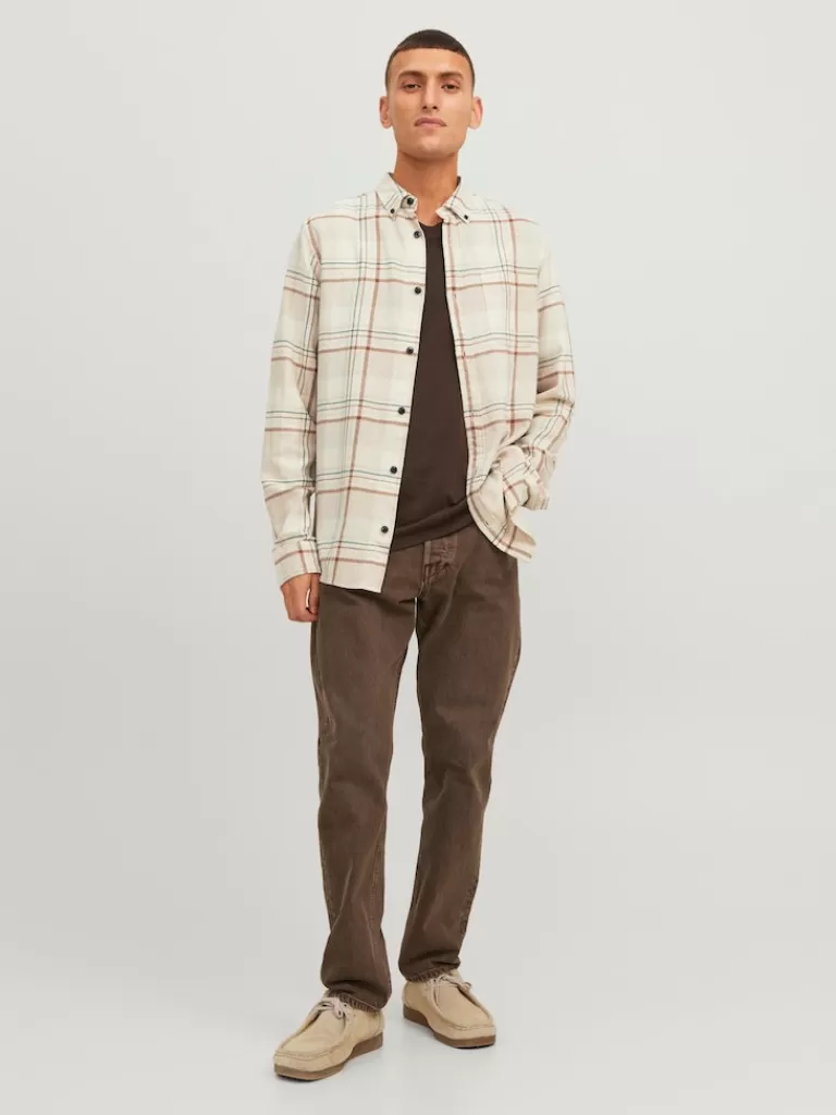 JACK&JONES BROOK PLAID LONG SLEEVE SHIRT Island Fossil-Men Shirts &Overshirts