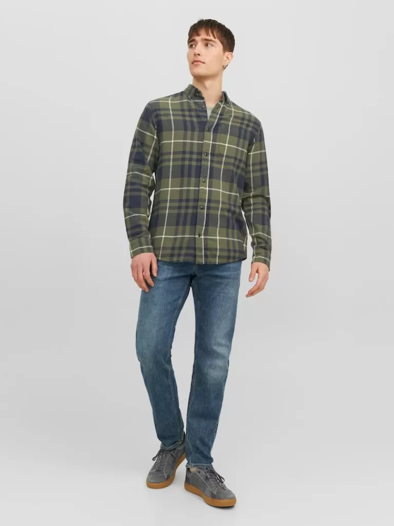 JACK&JONES BROOK PLAID LONG SLEEVE SHIRT Grape Leaf-Men Shirts &Overshirts