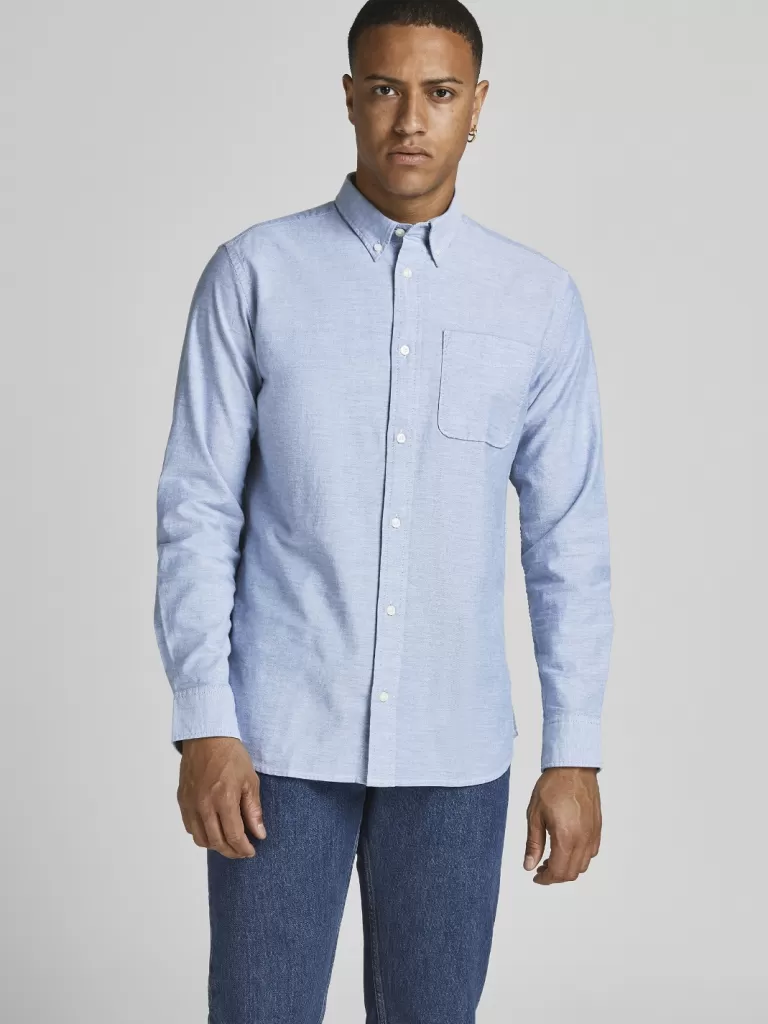 JACK&JONES BROOK SLIM FIT OXFORD SHIRT Cashmere Blue-Men Shirts &Overshirts