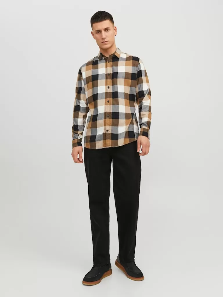 JACK&JONES BUFFALO PLAID LONG SLEEVE SHIRT Otter-Men Shirts &Overshirts