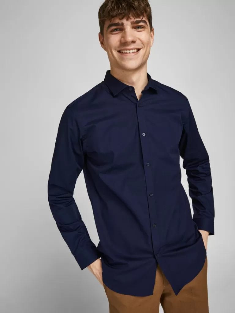 JACK&JONES CARDIFF SLIM FIT SHIRT Navy Blazer-Men Shirts &Overshirts