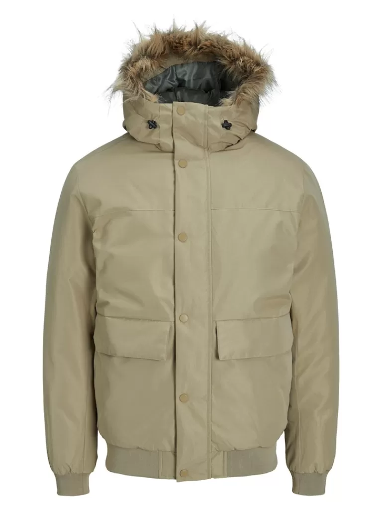 JACK&JONES CHAMP FAUX FUR HOODED COAT Elmwood-Men Coats | Warm | Outerwear | Jackets &Coats