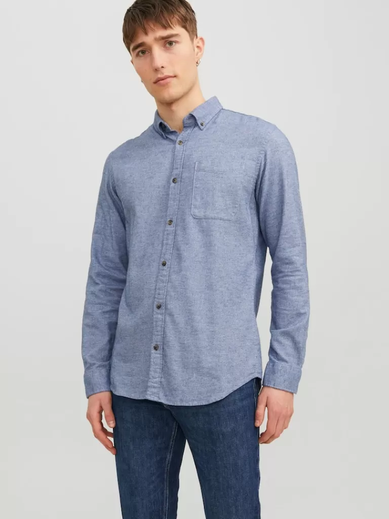 JACK&JONES CLASSIC LONG SLEEVE SHIRT Faded Denim-Men Shirts &Overshirts