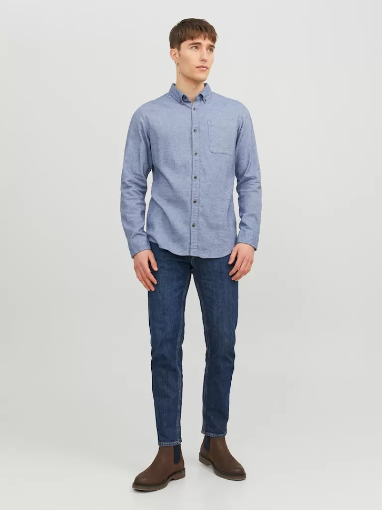 JACK&JONES CLASSIC LONG SLEEVE SHIRT Faded Denim-Men Shirts &Overshirts