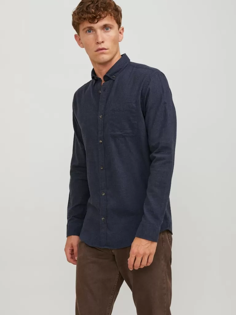 JACK&JONES CLASSIC LONG SLEEVE SHIRT Navy Blazer-Men Shirts &Overshirts