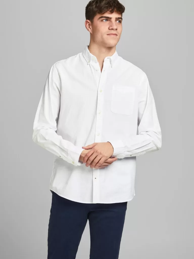 JACK&JONES CLASSIC OXFORD LONG SLEEVE SHIRT White-Men Shirts &Overshirts