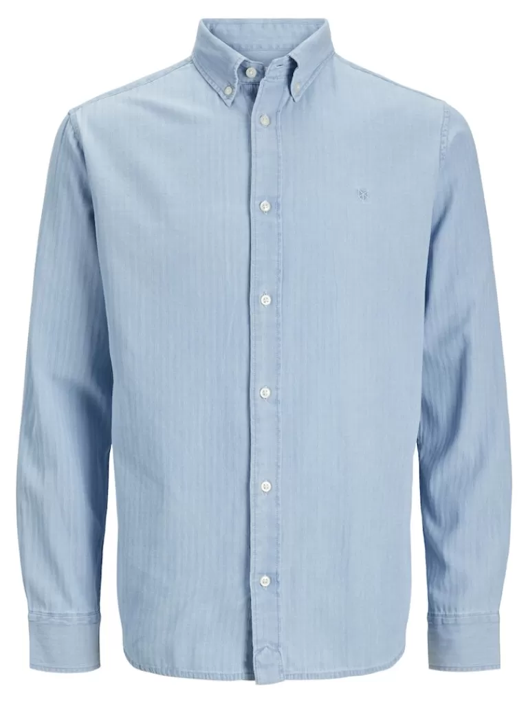 JACK&JONES CLAYTON COMFORT FIT LONG SLEEVE DENIM SHIRT Light Blue Denim-Men Shirts &Overshirts