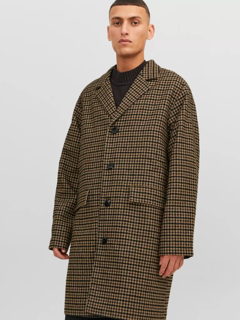 JACK&JONES CLINTON WOOL-BLEND RELAXED FIT COAT Elmwood-Men Wool | Coats | Warm | Outerwear | Jackets &Coats