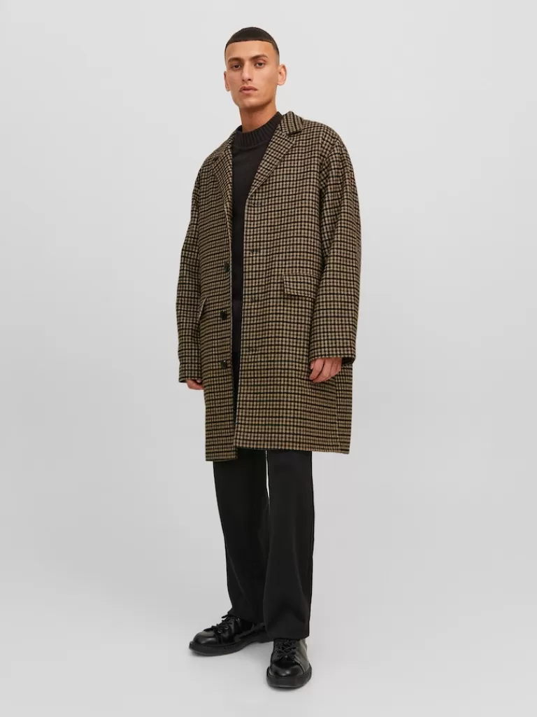 JACK&JONES CLINTON WOOL-BLEND RELAXED FIT COAT Elmwood-Men Wool | Coats | Warm | Outerwear | Jackets &Coats