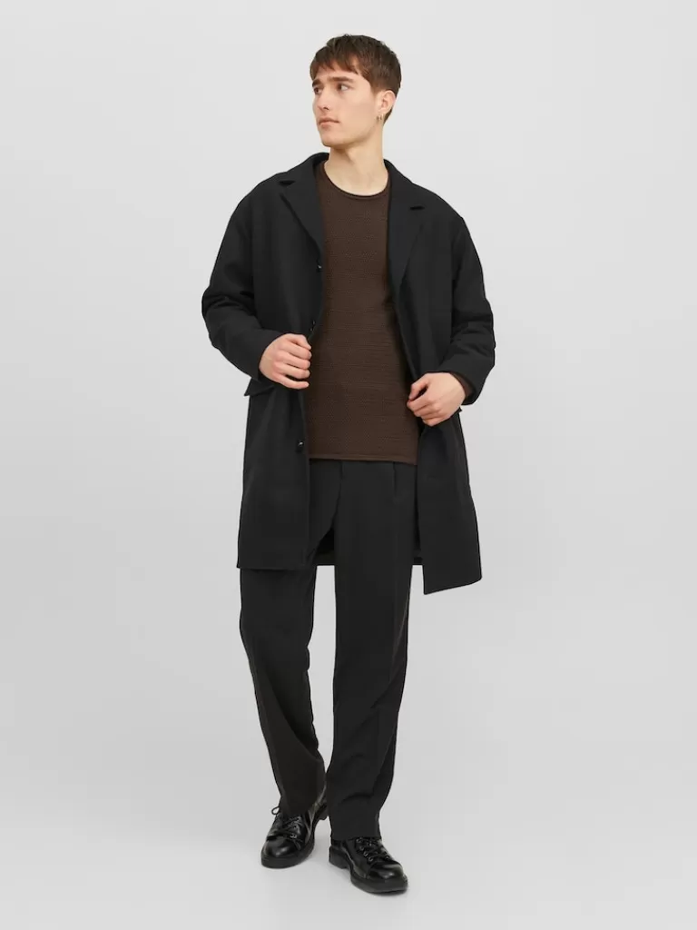 JACK&JONES CLINTON WOOL-BLEND RELAXED FIT COAT Black-Men Wool | Coats | Warm | Outerwear | Jackets &Coats