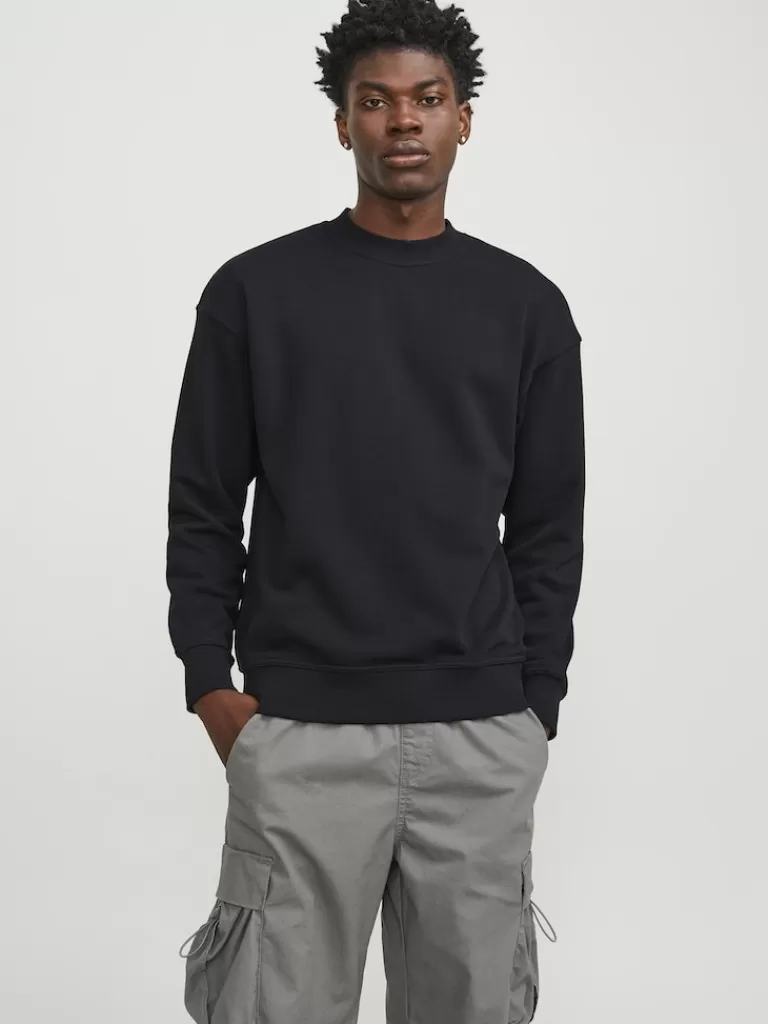 JACK&JONES COLLECTIVE LOOSE FIT SWEATSHIRT Black-Men Sweatshirts &Hoodies