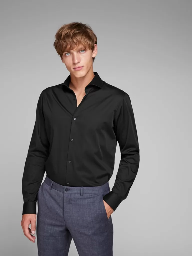 JACK&JONES COMFORT LONG SLEEVE SHIRT Black-Men Shirts &Overshirts