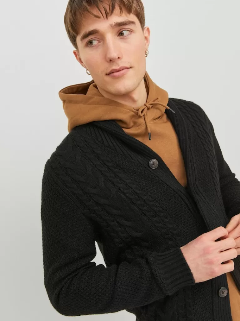 JACK&JONES CRAIG SHAWL NECK CARDIGAN Black-Men Sweaters &Cardigans