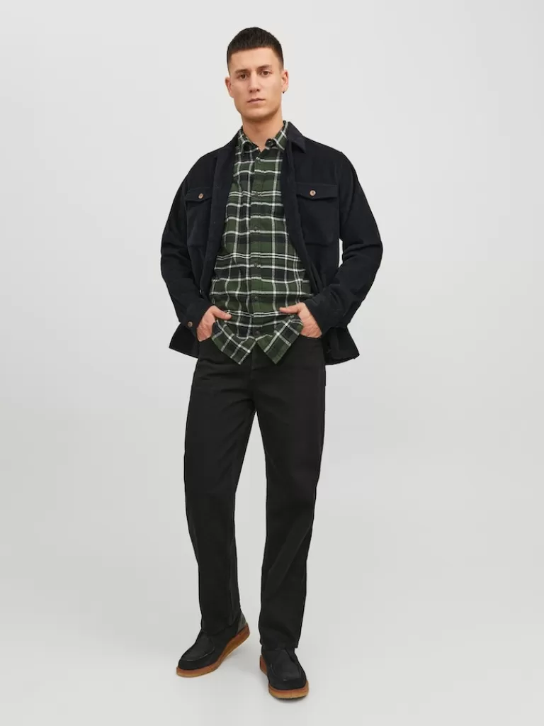 JACK&JONES DALLAS COMFORT FIT CORDUROY OVERSHIRT Black-Men Overshirts &Shackets | Outerwear | Shirts &Overshirts