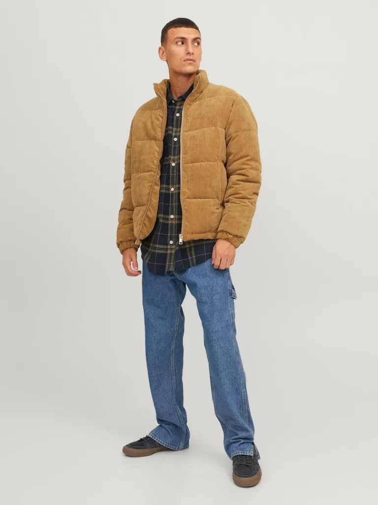 JACK&JONES DALSTON CORDUROY PUFFER JACKET Bone Brown-Men Jackets | Puffer Jackets | Warm | Outerwear | Jackets &Coats