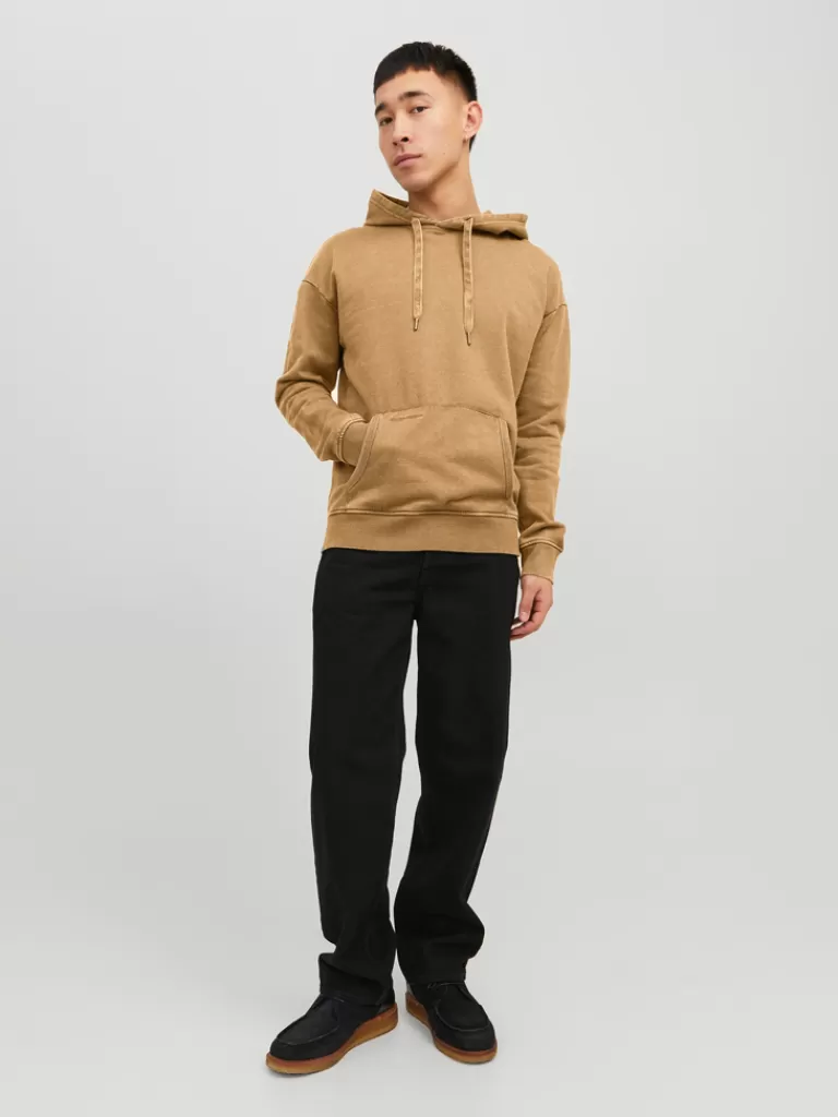 JACK&JONES DREW RELAXED FIT HOODIE Honey Gold-Men Sweatshirts &Hoodies