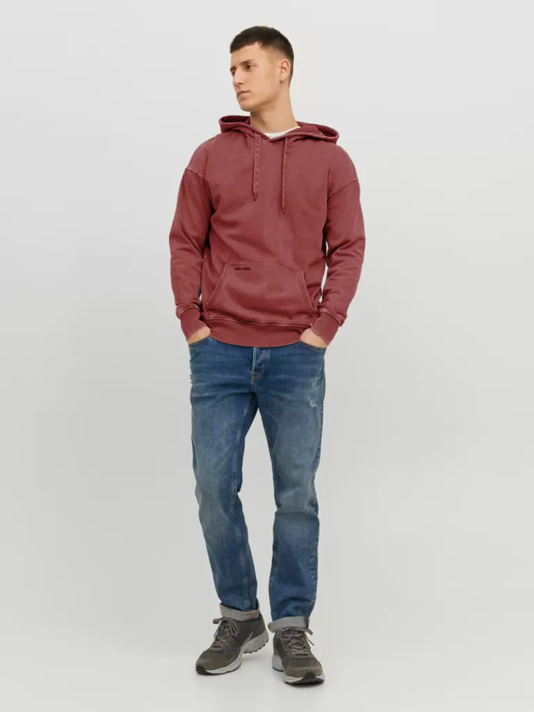 JACK&JONES DREW RELAXED FIT HOODIE Cinnabar-Men Sweatshirts &Hoodies