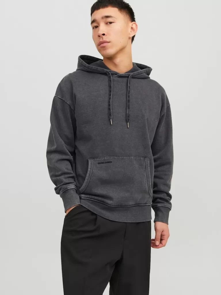 JACK&JONES DREW RELAXED FIT HOODIE Black-Men Sweatshirts &Hoodies